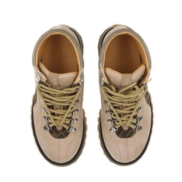 Authentic Fendi Leather Monogram Hiking Boots men size UK5 US6